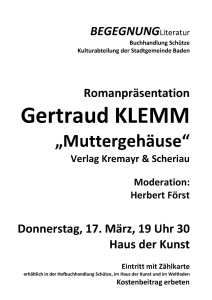 Gertraud Klemm Muttergehäuse Plakat